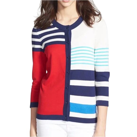 KATE SPADE Women’s Ollie Striped 3/4 Sleeve Button Front...